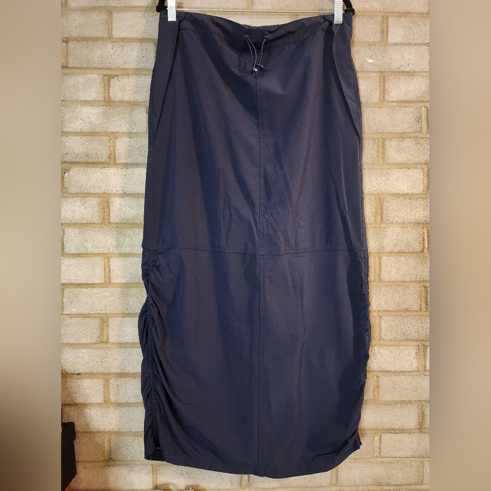 Women's Navy Drawstring Ruched Skirt